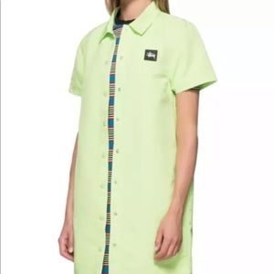Stussy button collar dress lime green